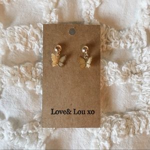 handmade gold butterfly studs